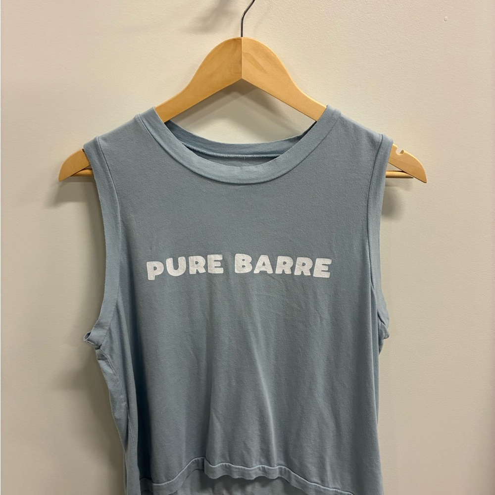 Pure Barre Light Blue Muscle Tee with White Logo